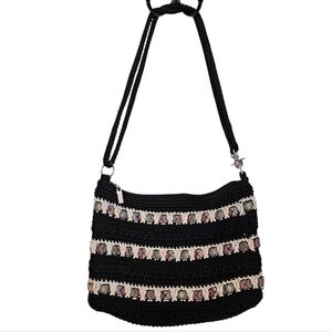 The Sak Small Crochet Bohemian Festival Knit Shoulder Bag